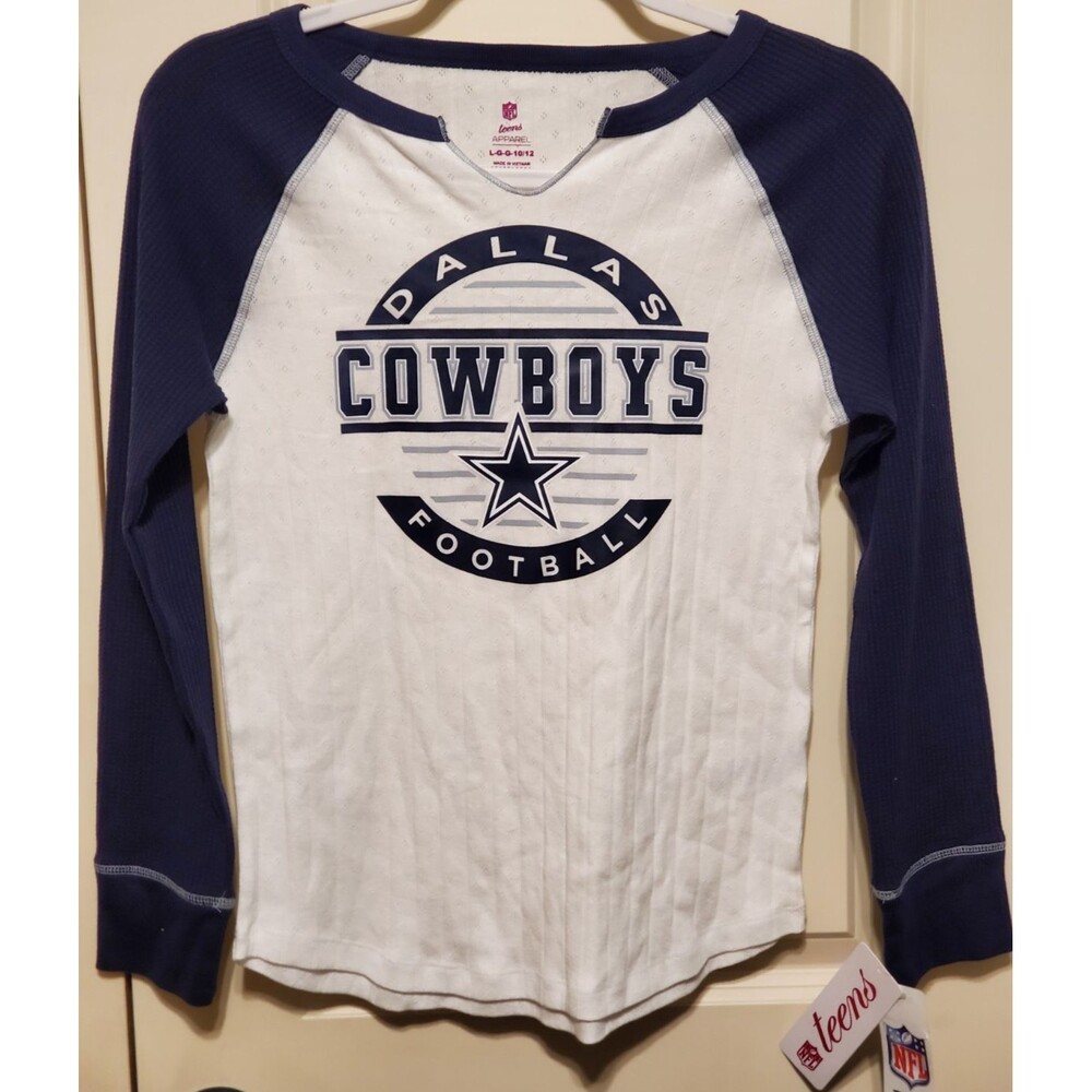 NFL Team Apparel Dallas Cowboys Girl's Teens Long Sleeve Top LARGE 10/12 - NWT